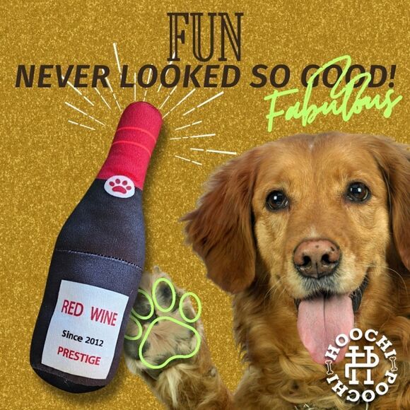 Brand New Dog Toy Plush with Squeaker Wine Bottle Posh Puppy Large Dog Toy NWT - Picture 1 of 5
